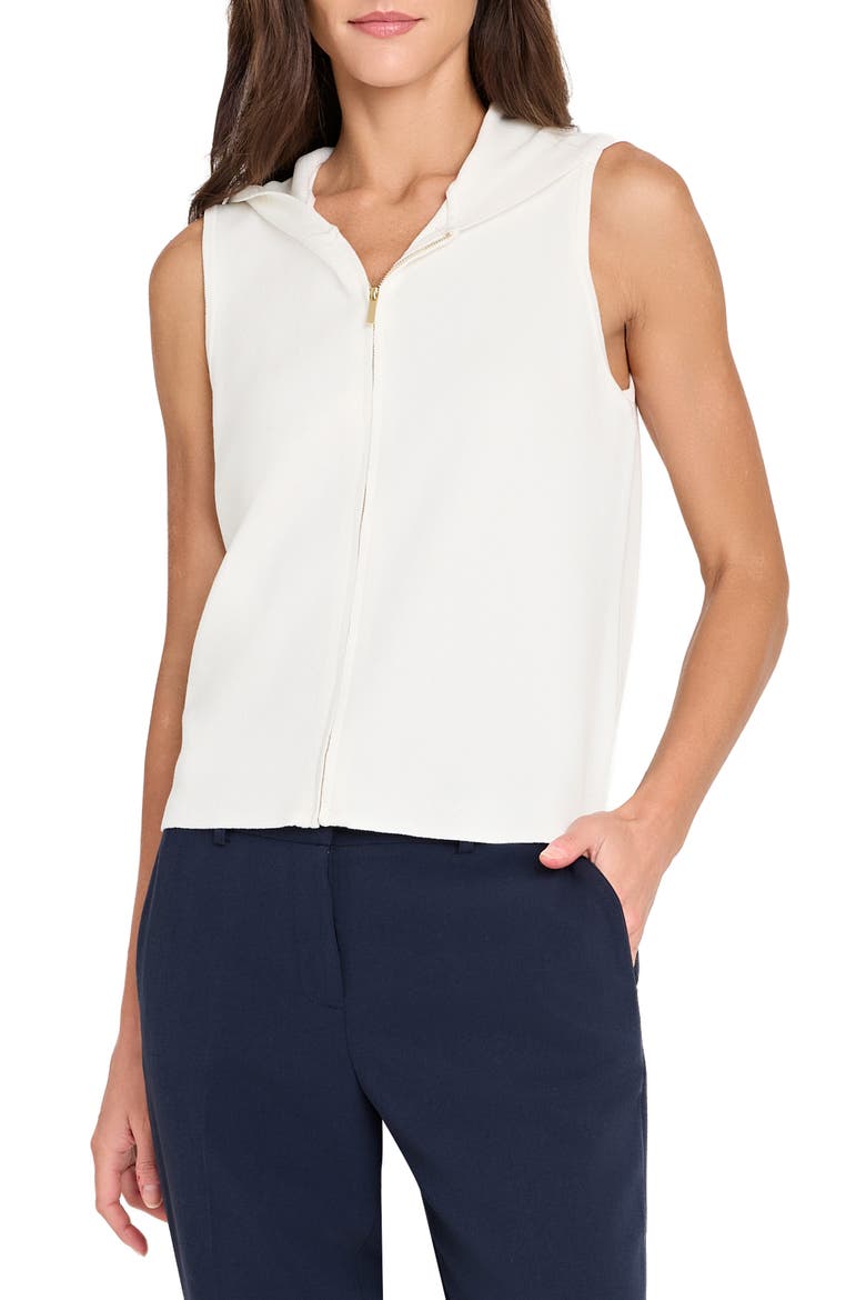Zip-Up Hooded Sweater Vest, Main, color, IVORY
