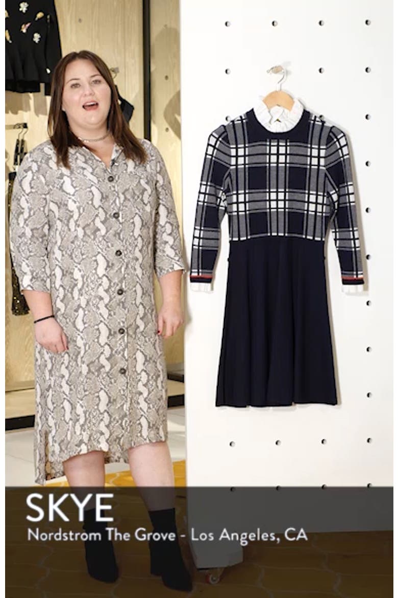 Plaid Bodice Long Sleeve Sweater Dress video
