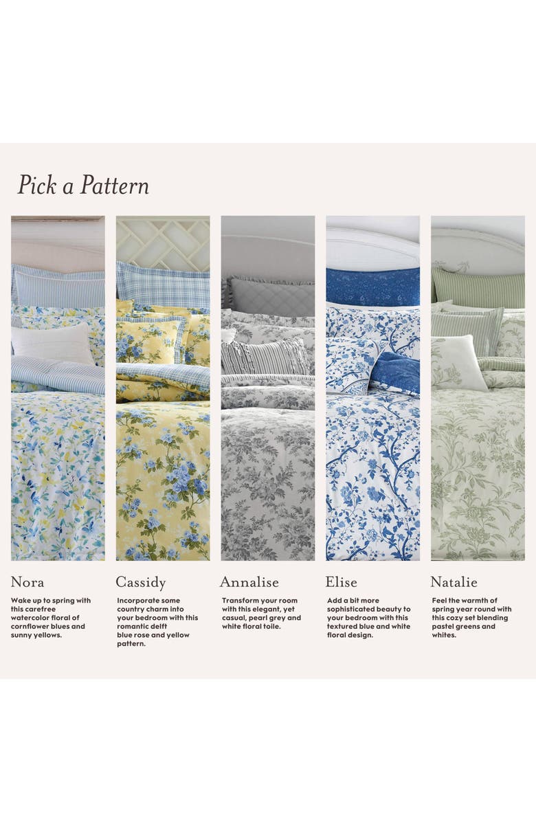 Laura Ashley Cassidy Cotton 7-Piece Duvet Set, Alternate, color, Soft Yellow