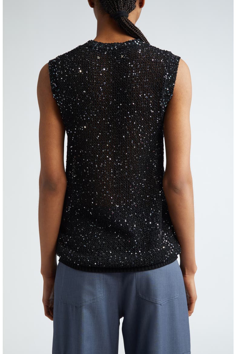 Journey Sequin Sleeveless Sweater, Alternate, color, BLACK