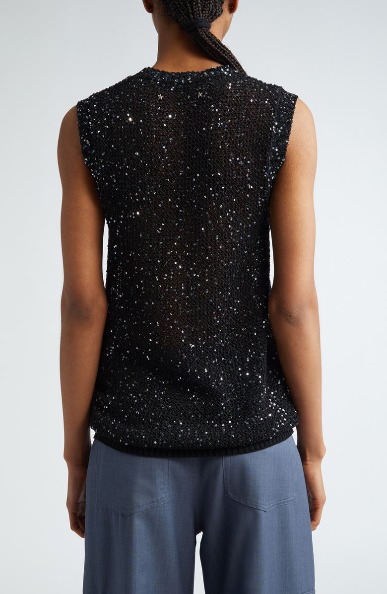 Golden Goose Journey Sequin Sleeveless Sweater, Alternate, color, Black