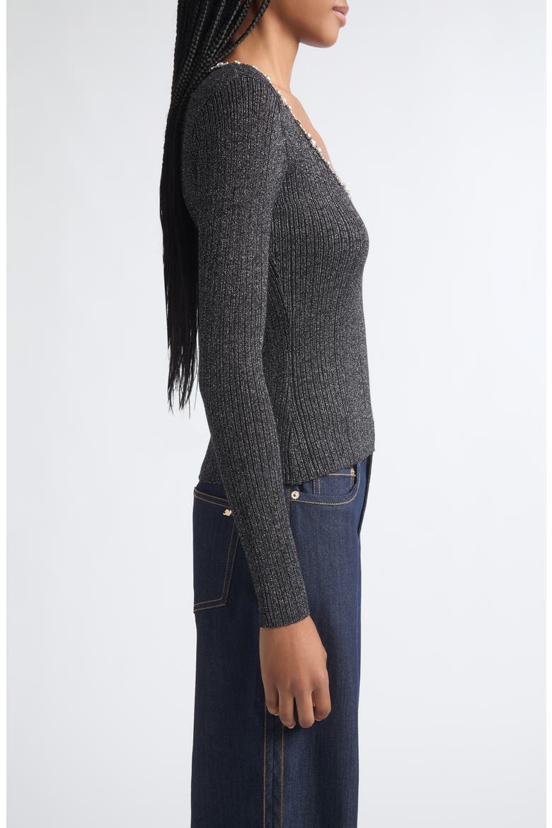 Aminta Embellished Metallic Pullover Sweater, Alternate, color, BLACK/ SILVER