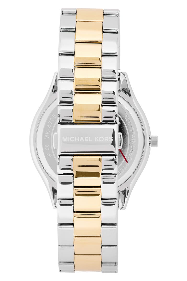 Slim Runway Two-Tone Bracelet Watch, 42mm, Alternate, color, SILVER