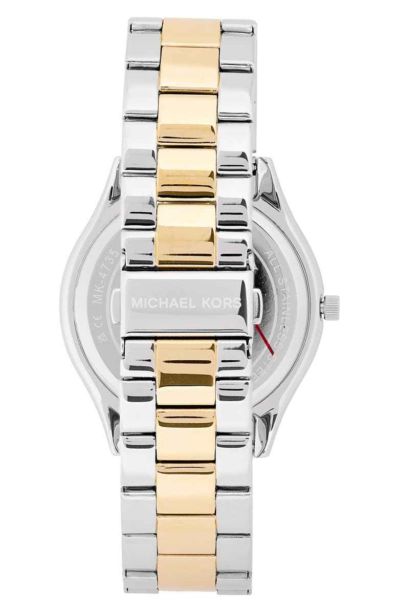 Michael Kors Slim Runway Two-Tone Bracelet Watch, 42mm, Alternate, color, Silver