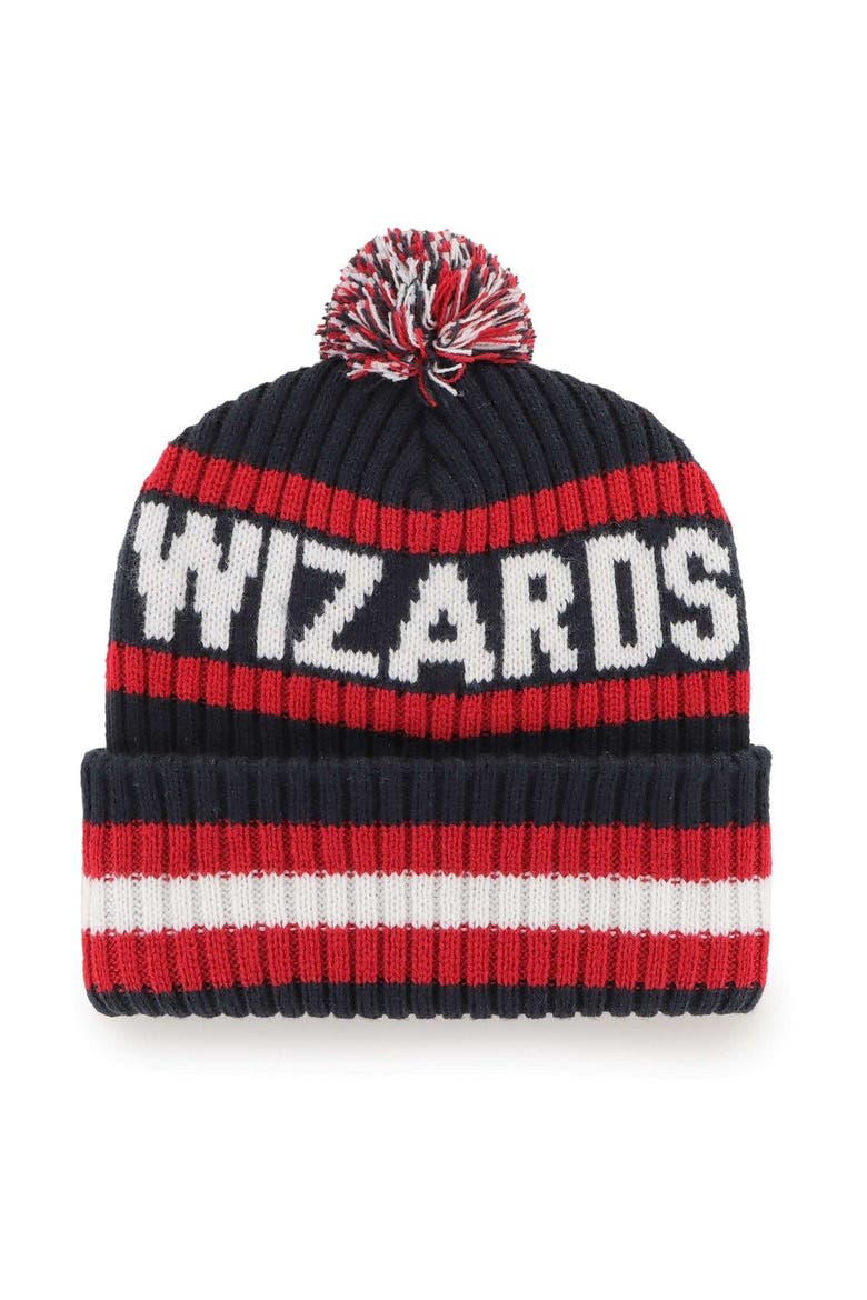 Men's '47  Navy Washington Wizards Bering Cuffed Knit Hat with Pom, Alternate, color, Navy