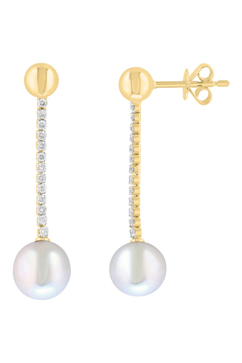 Freshwater Cultured Pearl and Diamond Drop Earrings, Alternate, color, WHITE