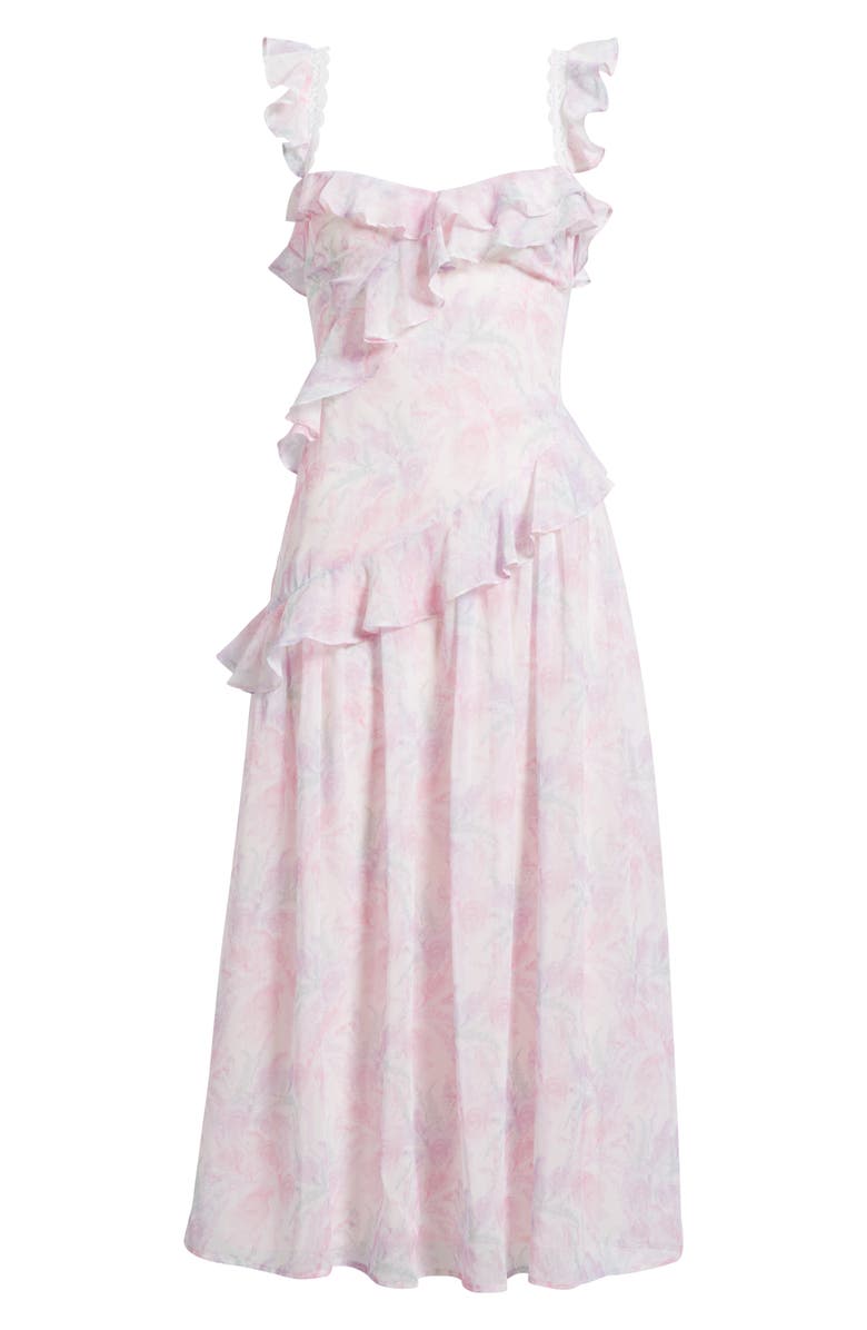Lulus Parker Floral Ruffle Detail Chiffon Dress, Alternate, color, Pink Floral