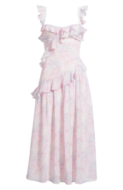 Lulus Parker Floral Ruffle Detail Chiffon Dress In Pink