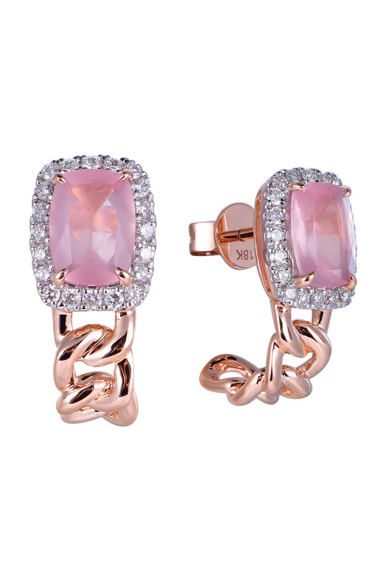 Rose Quartz Earrings with Diamonds, Main, color, Pink