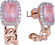 Kahn High Jewelry Rose Quartz Earrings with Diamonds