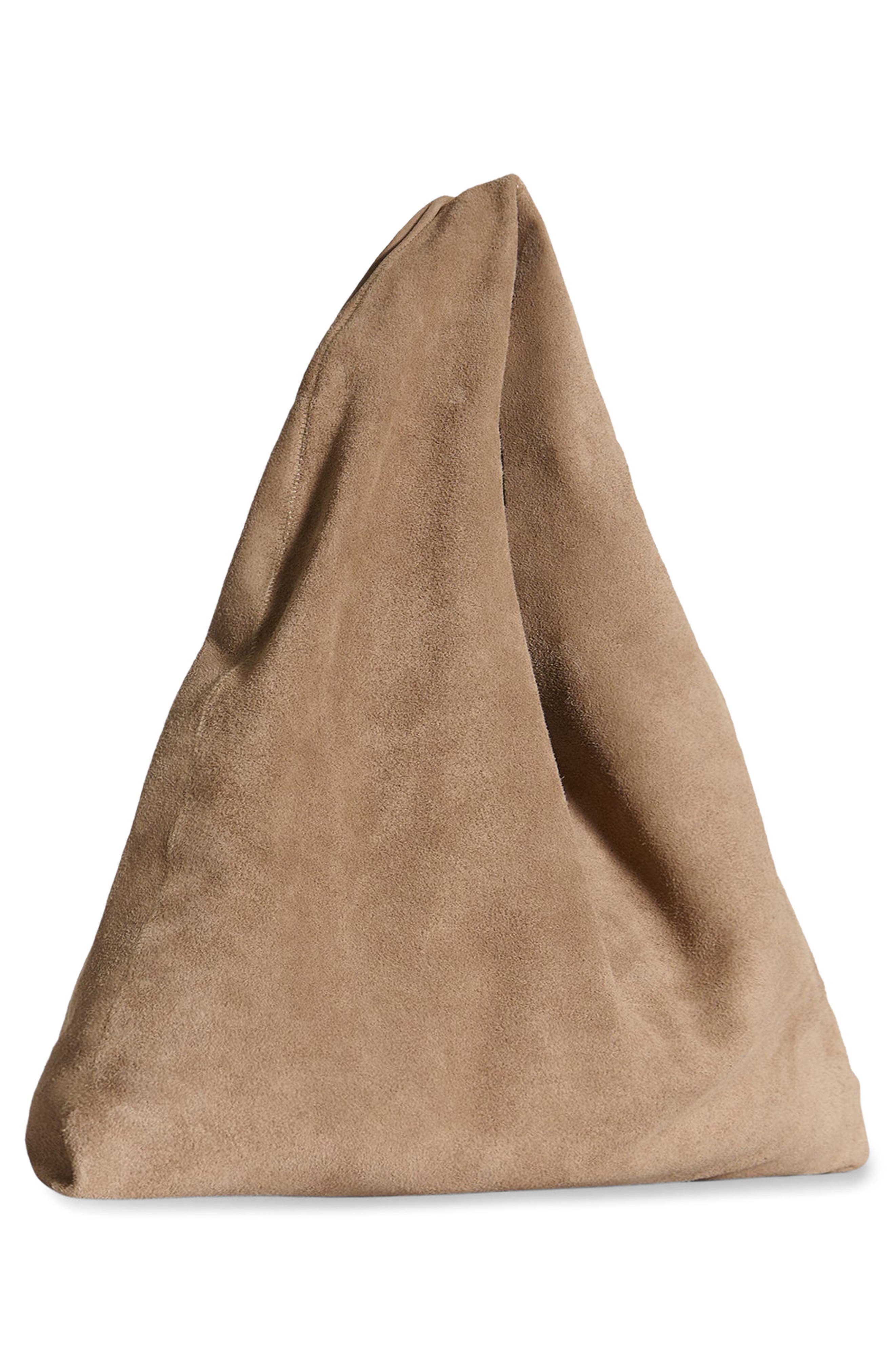 The Row Small Bindle Suede Hobo Bag, Alternate, color, Beige Melange