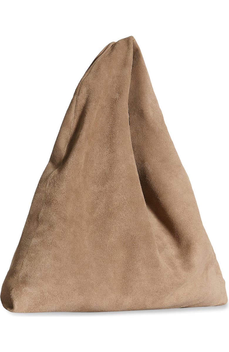 The Row Small Bindle Suede Hobo Bag, Alternate, color, Beige Melange