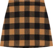 SANDRO Check Woven Skirt