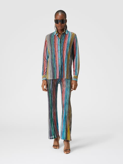 Missoni Metallic Striped Ribbed-knit Flared Pants In Multicoloured