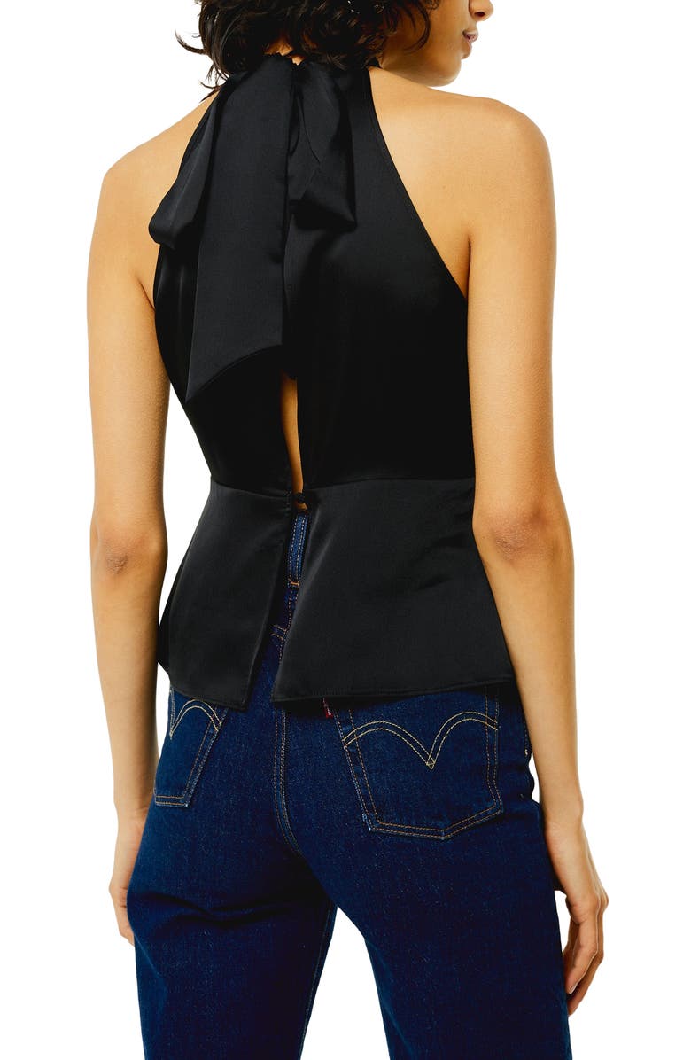 Topshop Satin Bow Back Halter Tank Top, Alternate, color, 
