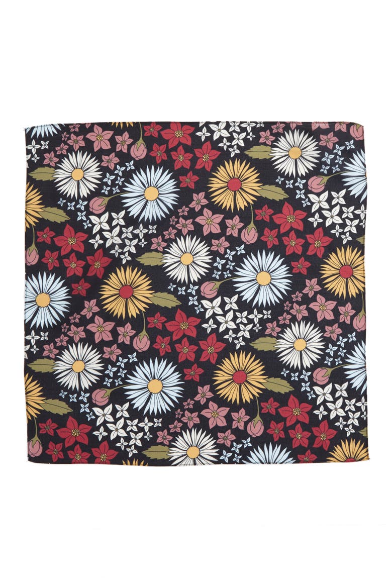 Floral Print Bandana, Alternate, color, BLACK MULTI
