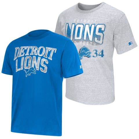 Men's Starter Blue/Heather Gray Detroit Lions Two-Pack Logo T-Shirt Set