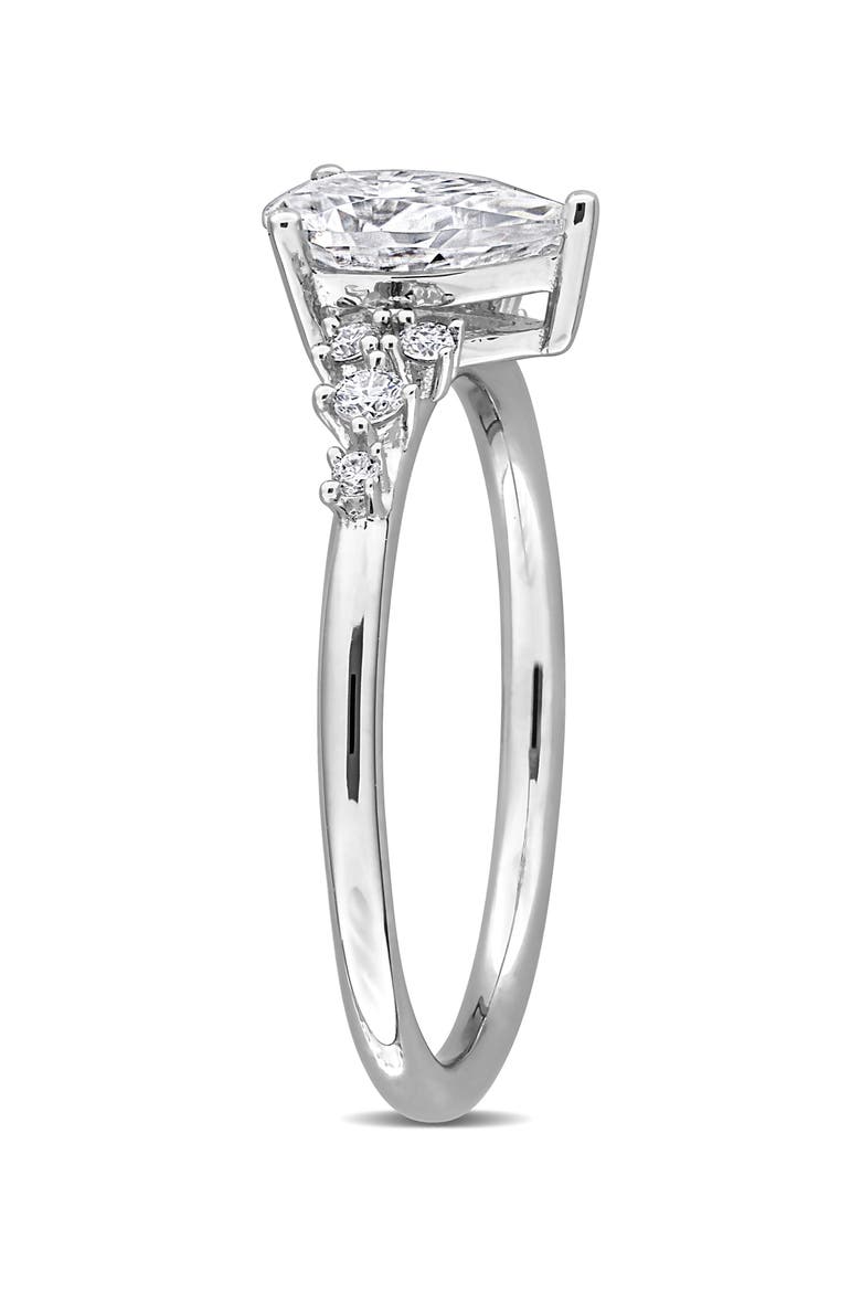 Pear and Round Moissanite Engagement Ring, Alternate, color, WHITE