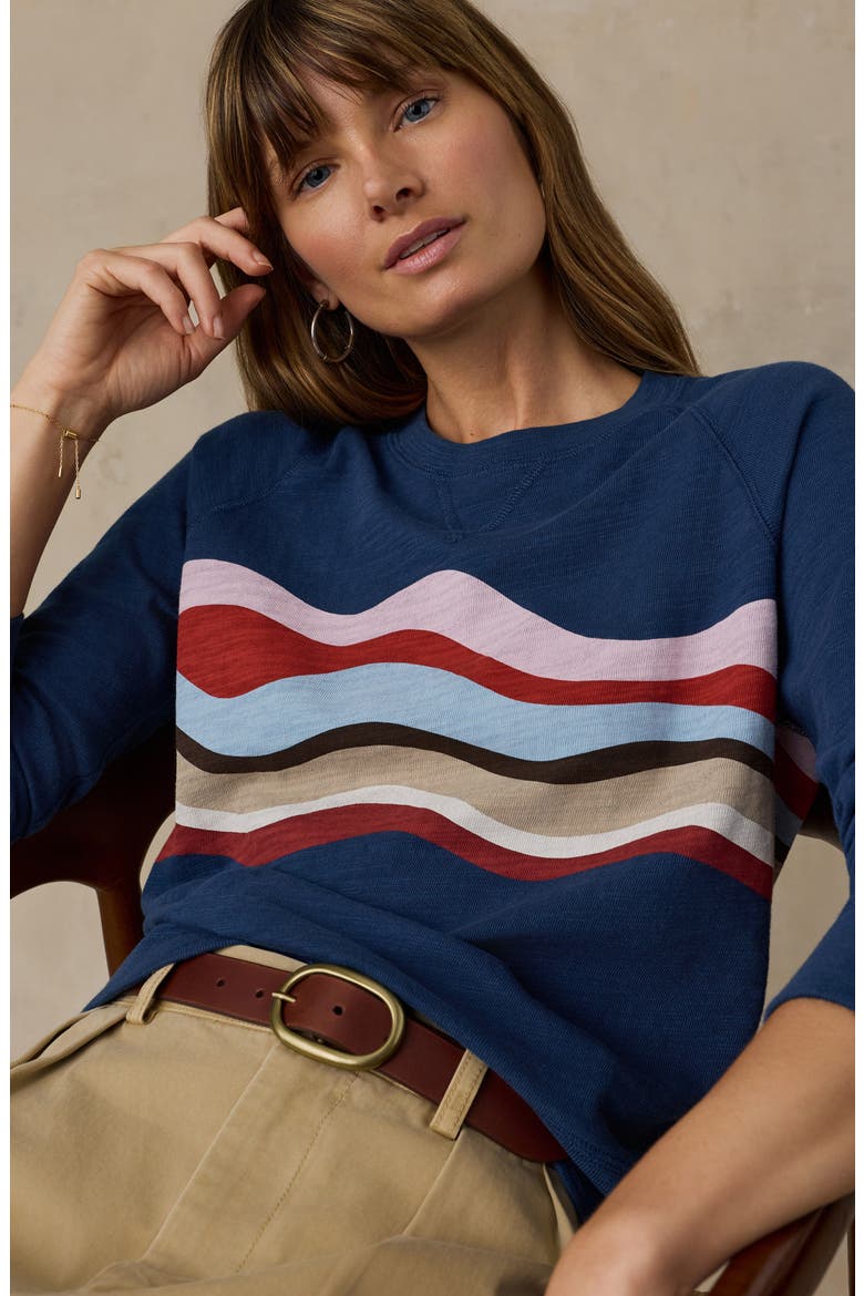 Print Slub Organic Cotton Sweatshirt, Alternate, color, MIDNIGHT WAVES