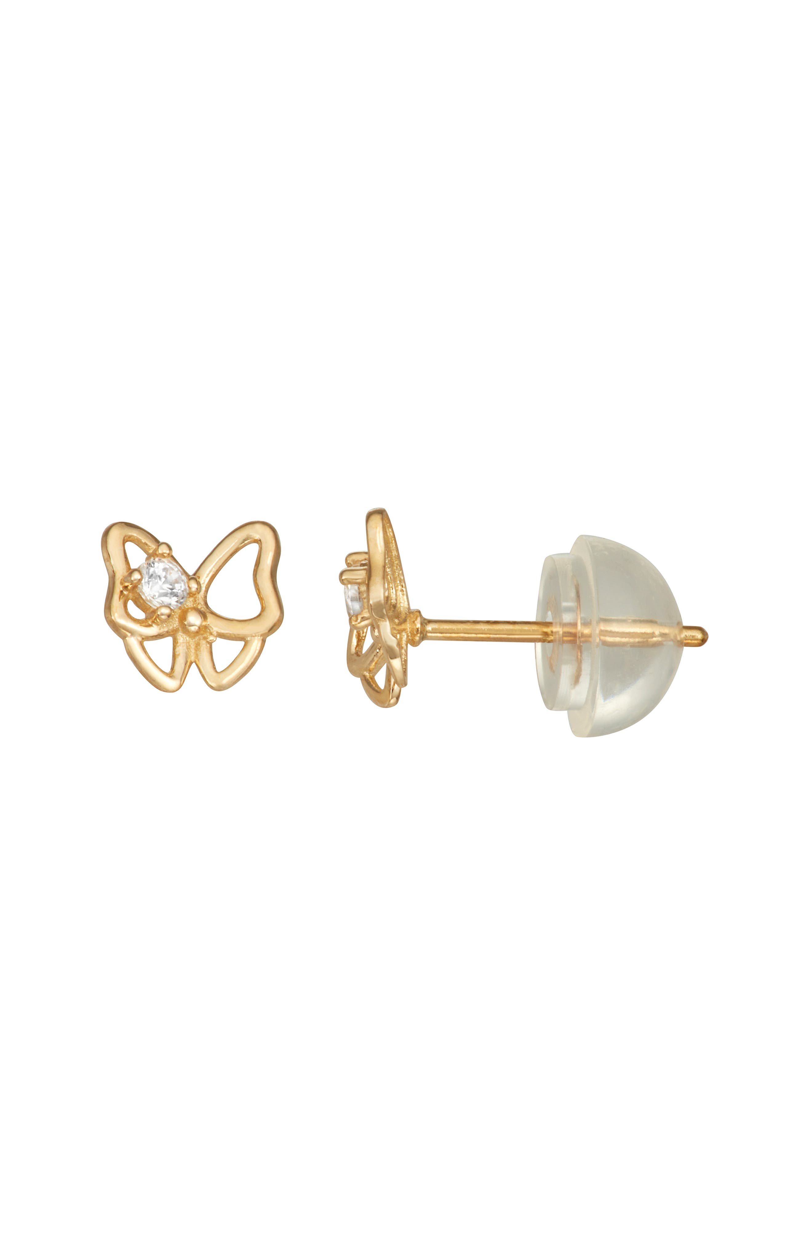 FZN Kids' 14K Gold Diamond Butterfly Stud Earrings