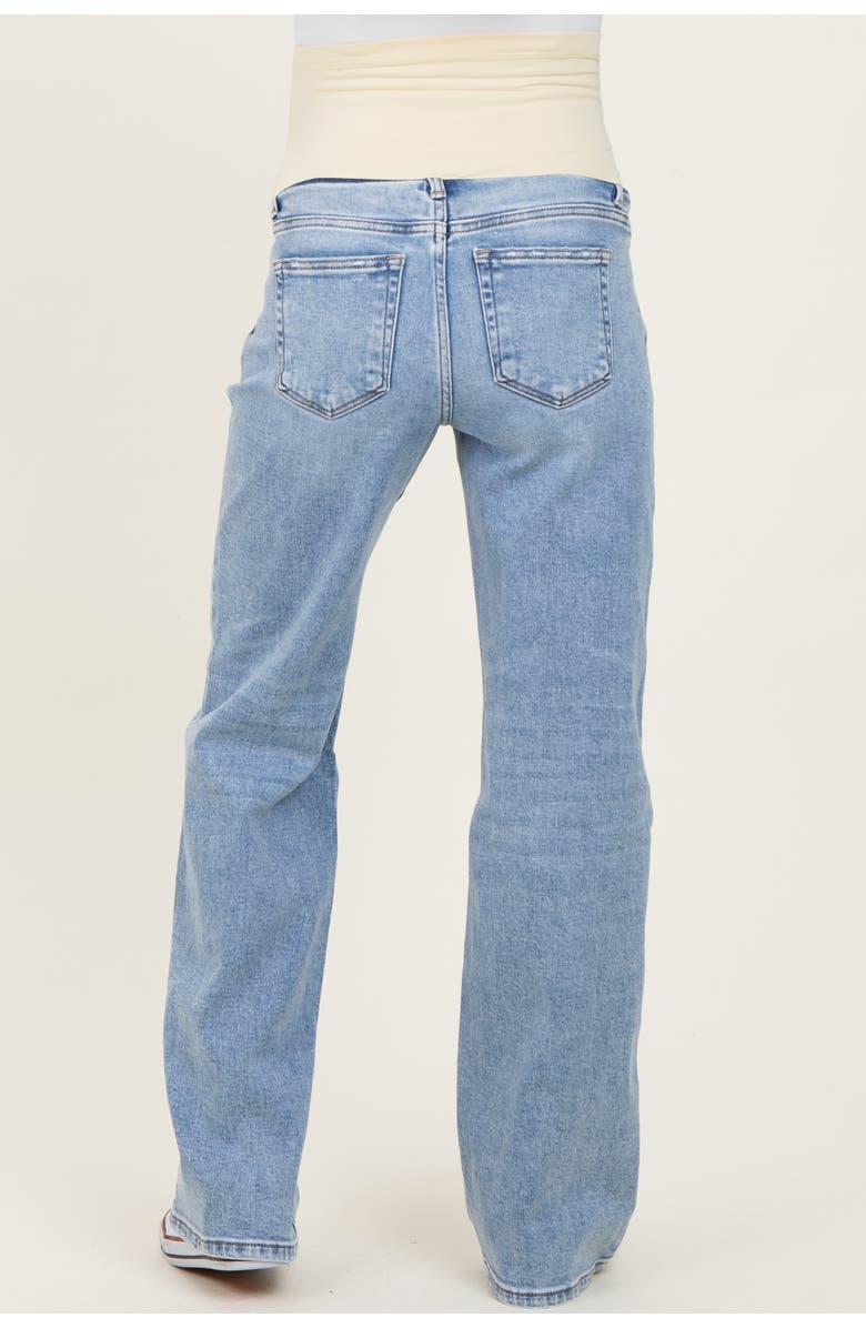 PinkBlush Lightly Distressed Maternity Wide Leg Jeans, Alternate, color, 