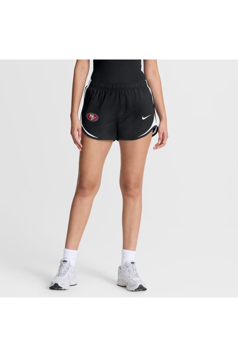 Women's Nike Black San Francisco 49ers Tempo Mid-Rise Dri-FIT Shorts, Main, color, Black