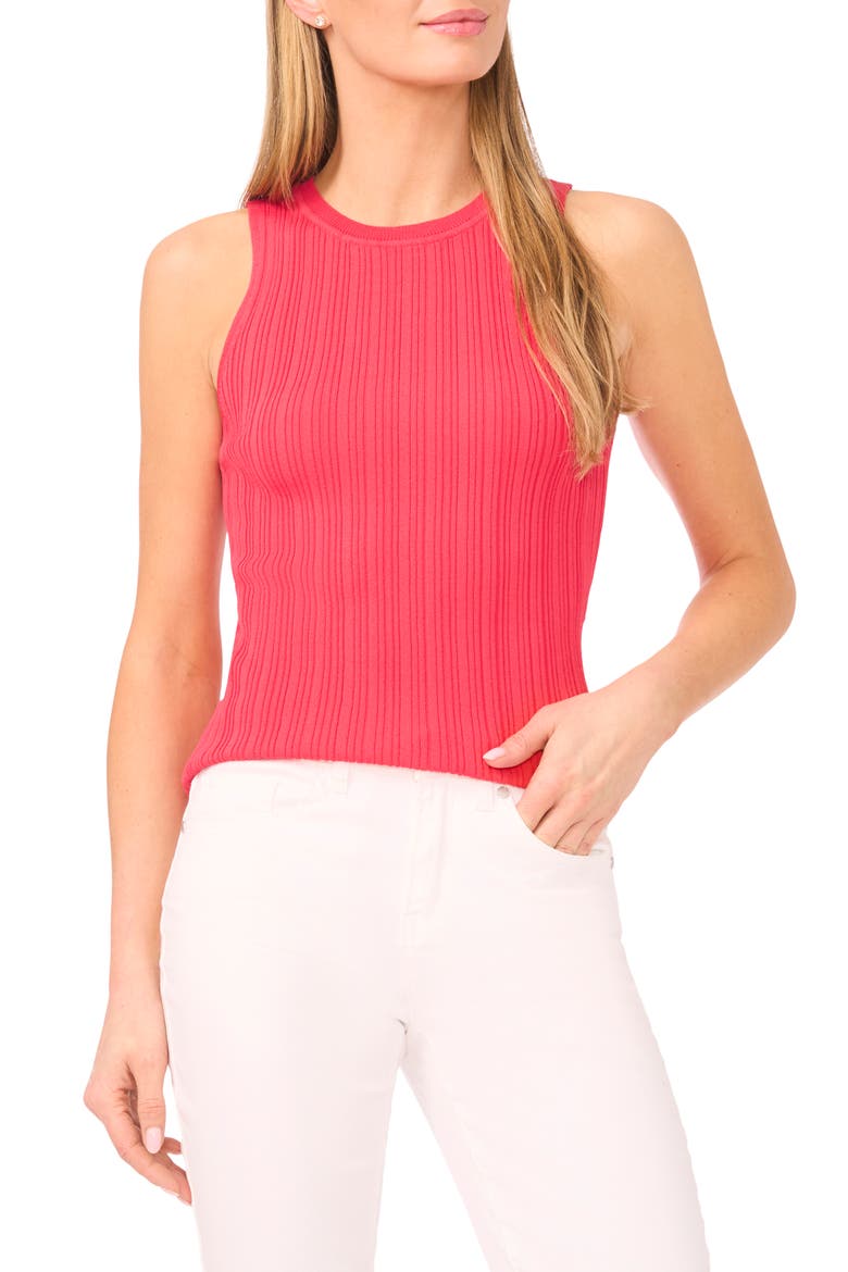Colette Variegated Rib Tank, Main, color, RED KISS