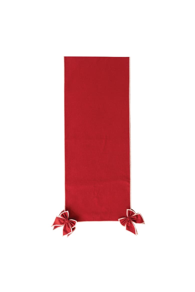 Cotton Linen Table Runner with Detachable Bows, Main, color, Red