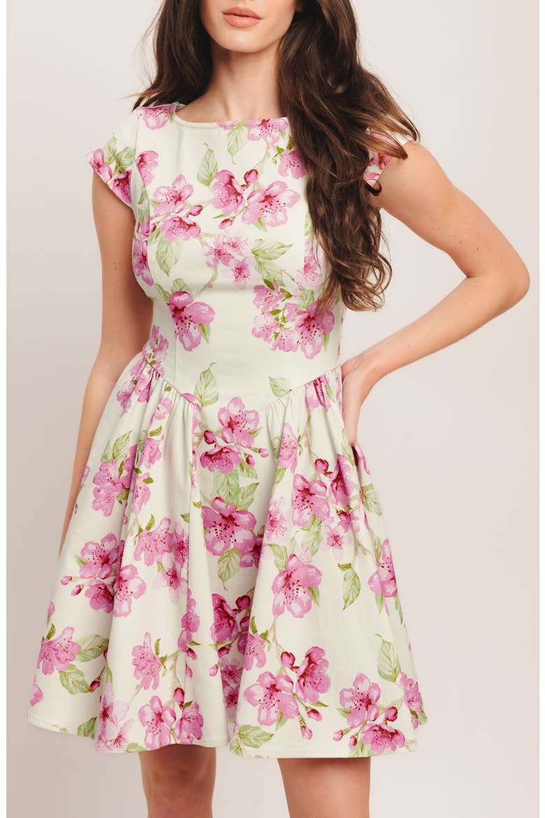 Cap Sleeve Twill Minidress, Alternate, color, IVORY PINK