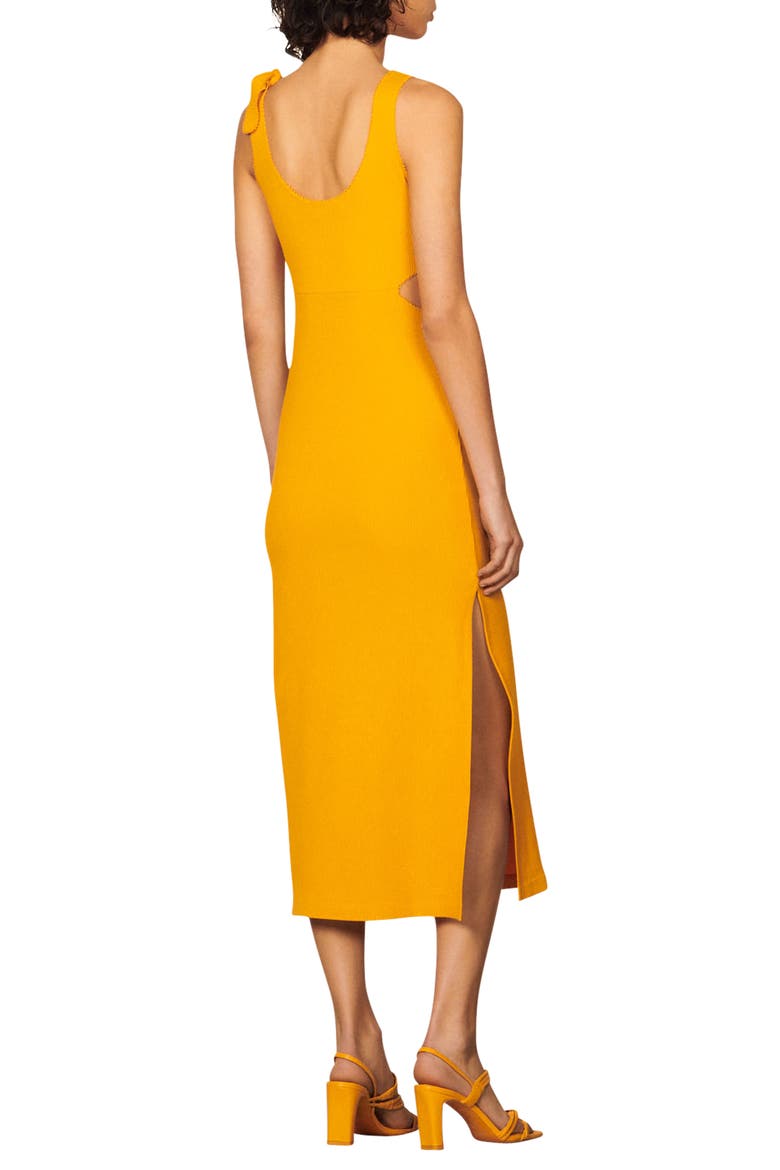 Lolie Knotted Waist Cutout Midi Dress, Alternate, color, CLEMENTINE