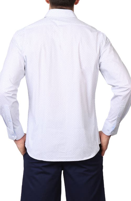 Tailorbyrd Geometric Floral Stretch Cotton Button-up Shirt In Dove White