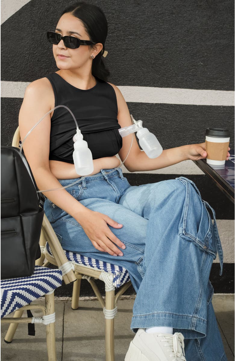 Kindred Bravely Sublime Hands-Free Pumping Longline Bra Top- Fits Sizes 28B-46D, Alternate, color, Black