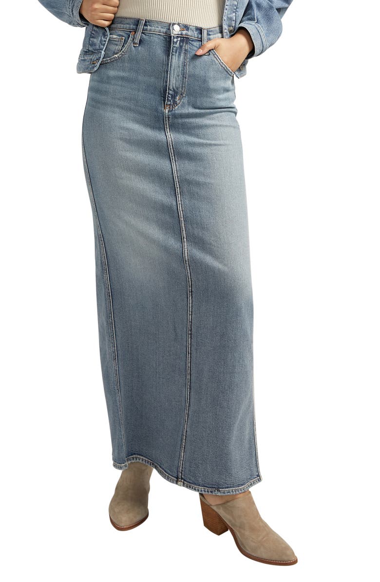 Silver Jeans Co. Denim Column Maxi Skirt, Main, color, 