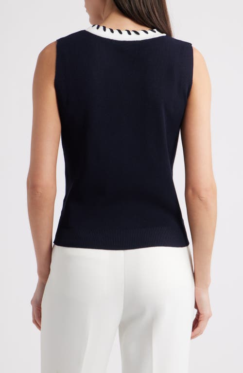 Zoe And Claire Whipstitched Sleeveless Sweater