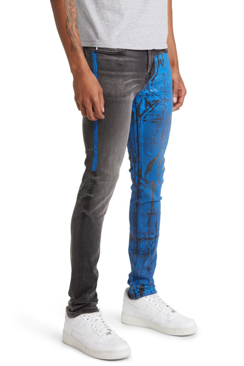Strat Paint Splatter Super Skinny Jeans, Alternate, color, CRINKLED