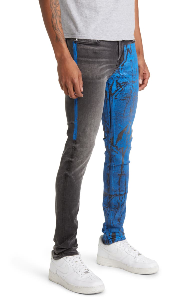 HVMAN Strat Paint Splatter Super Skinny Jeans, Alternate, color, Crinkled