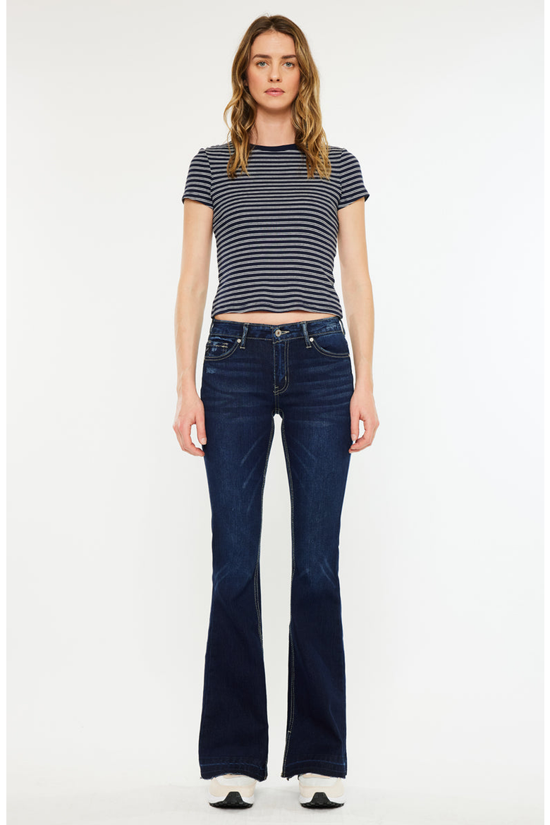 Heidi Mid Rise Flare Jeans, Main, color, Dark Wash