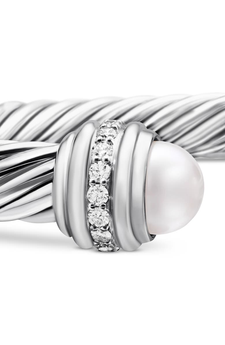 David Yurman The Cable Collection<sup>®</sup> Diamond & Genuine Pearl Cuff Bracelet, 7mm, Alternate, color, 