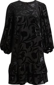 Anne Klein Metallic Floral Tiered Minidress