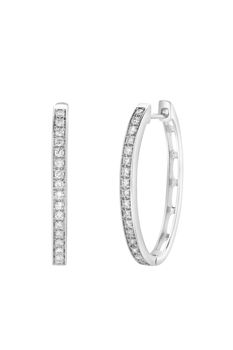 Maris Channel-Set Diamond Huggie Hoop Earrings in 14K Gold, Alternate, color, 14K White Gold