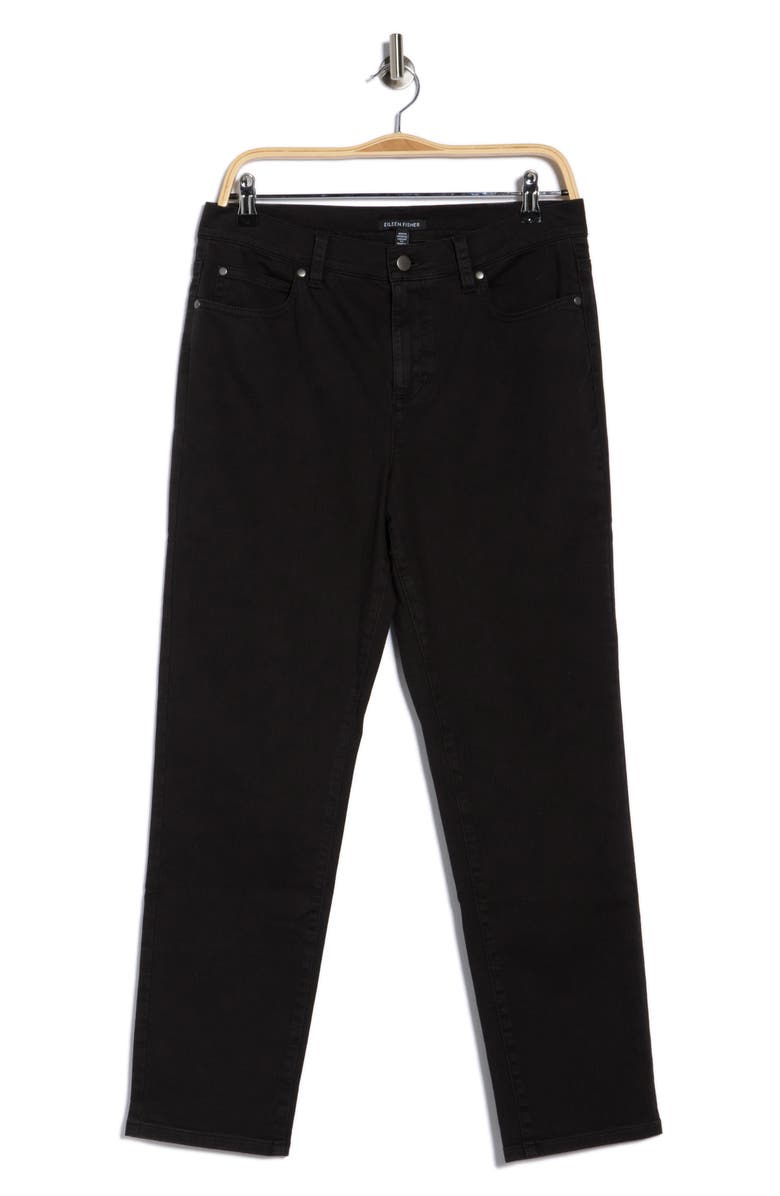Eileen Fisher High Waisted Ankle Slim Fit Jeans, Main, color, Black