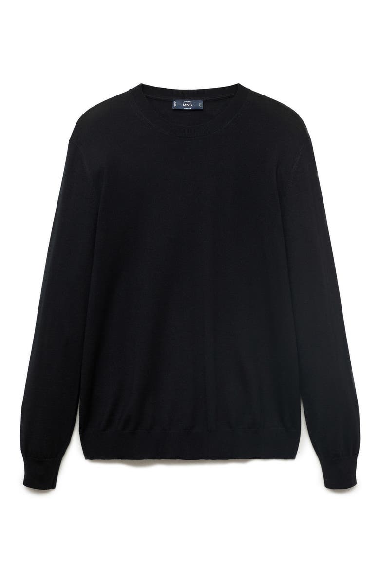 Crewneck Wool Sweater, Alternate, color, BLACK