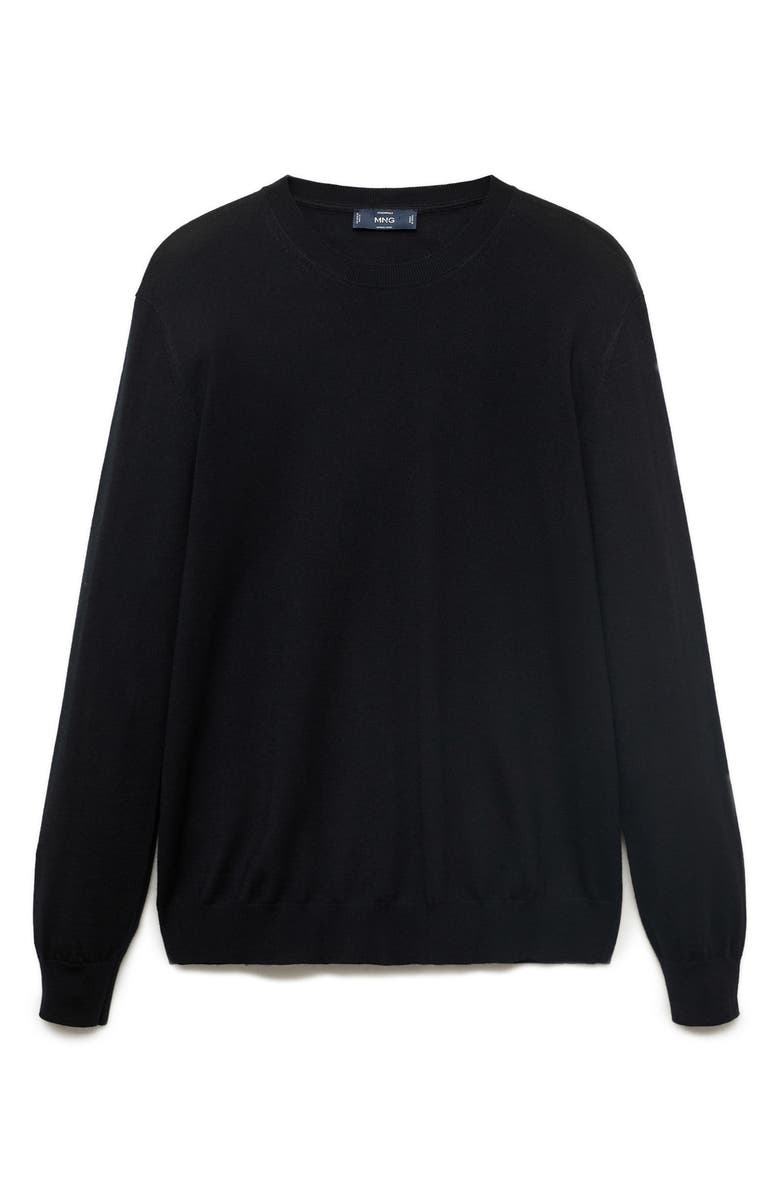 MANGO Crewneck Wool Sweater, Alternate, color, Black