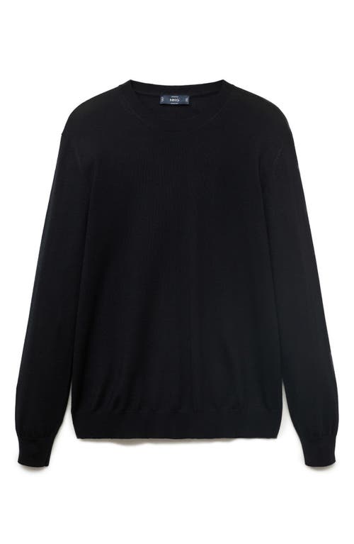Mango Crewneck Wool Sweater In Black