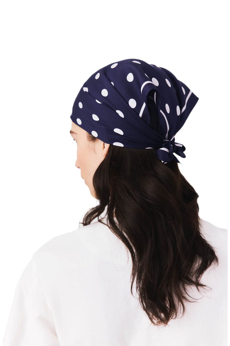 Silk polka dot bandana, Alternate, color, Navy dots print