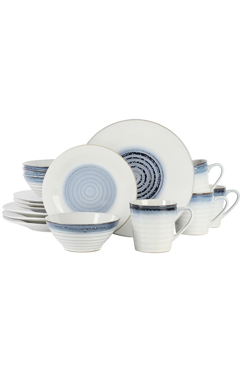 Gibson Elite Spiral Embossed 16 Piece Stoneware Dinnerware Set, Main, color, White