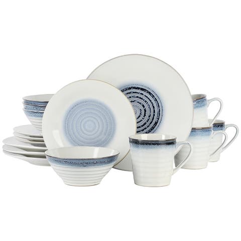 Spiral Embossed 16 Piece Stoneware Dinnerware Set