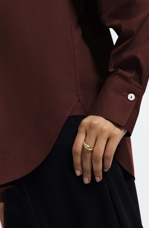 Foxcroft Meghan Solid Cotton Button-up Shirt In Brown