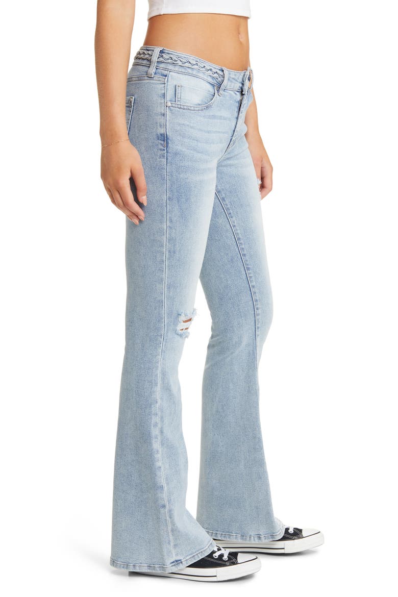 Braided Flare Leg Jeans, Alternate, color, LIGHT WASH