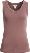 Caslon® V-Neck Rib Cotton Tank